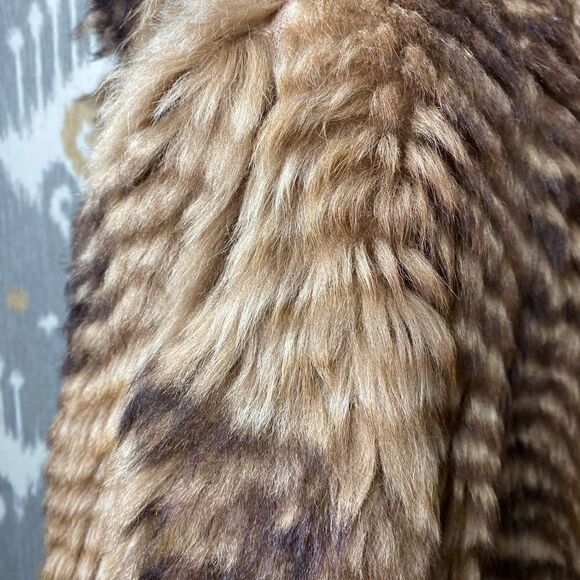 Ralph Lauren Collection * Pre-Fall '19 Toffee Lamb Shearling Chevron Knit Coat - Picture 2 of 16